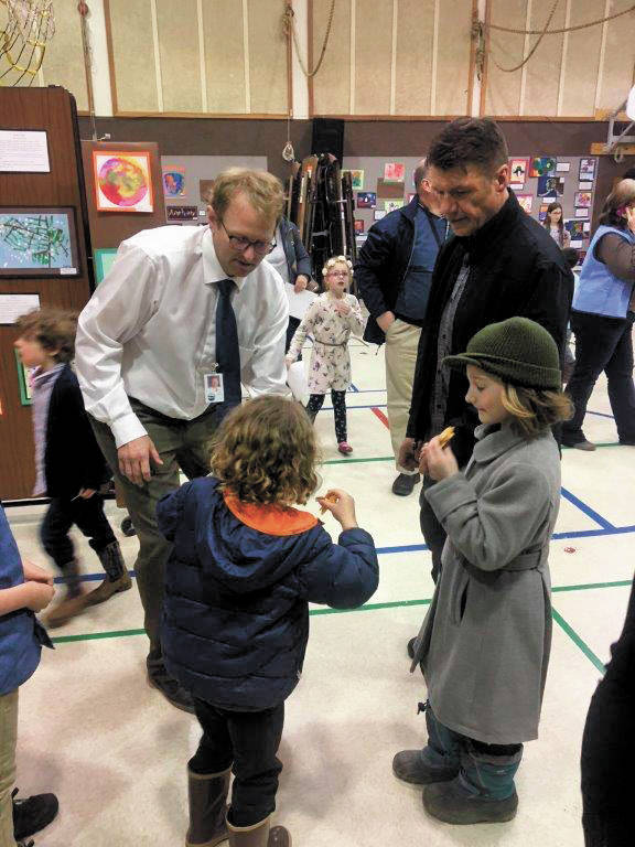 Paul Banks Elementary School Principal Eric Pederson interacts with students in this undated photo at the school in Homer, Alaska. (Photo courtesy Eric Pederson)