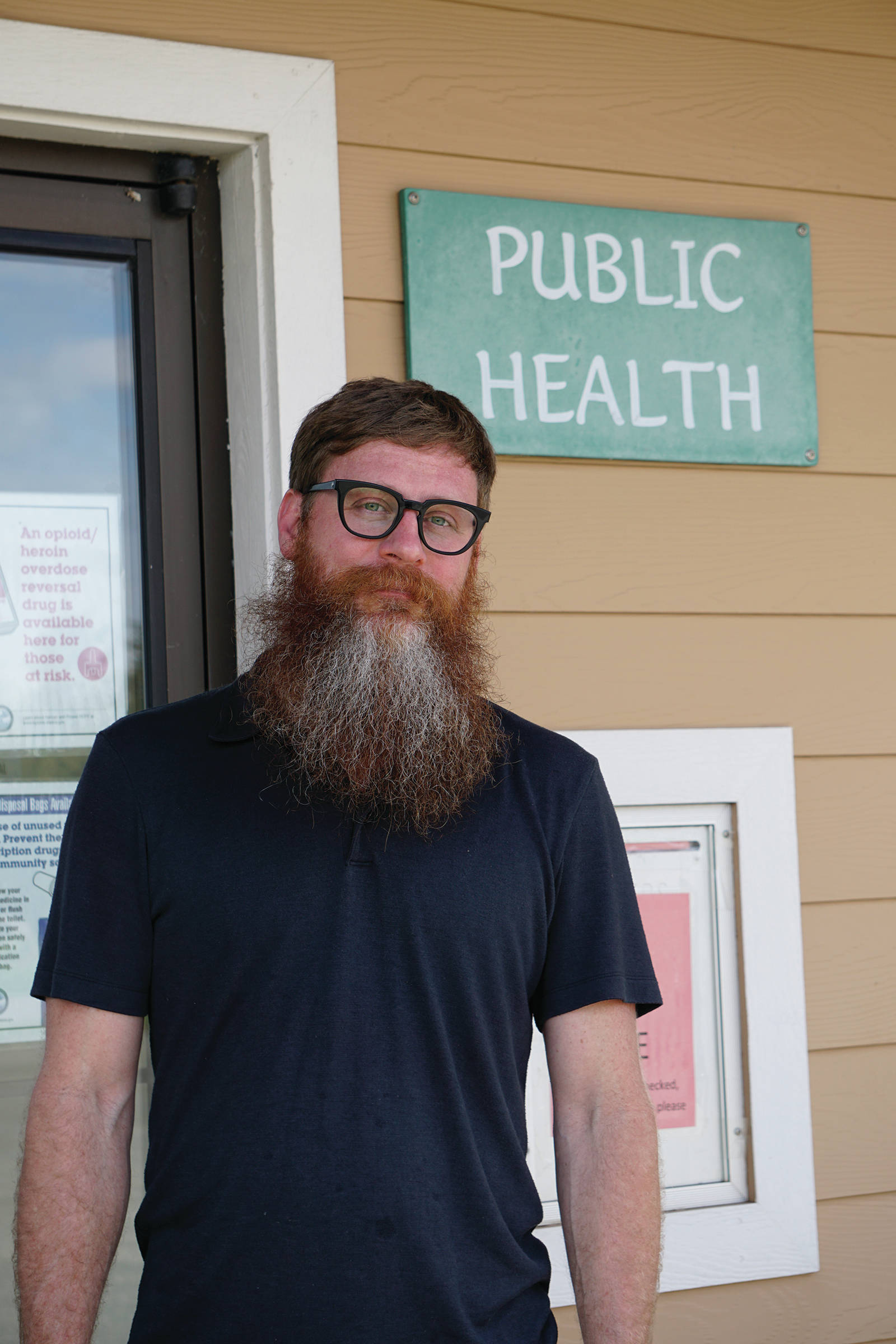 Public Health nurse Lorne Carroll poses on May 29, 2020, outside the Alaska Department of Public Health offices on Bunnell Avenue in Homer, Alaska. (Photo by Michael Armstrong/Homer News)