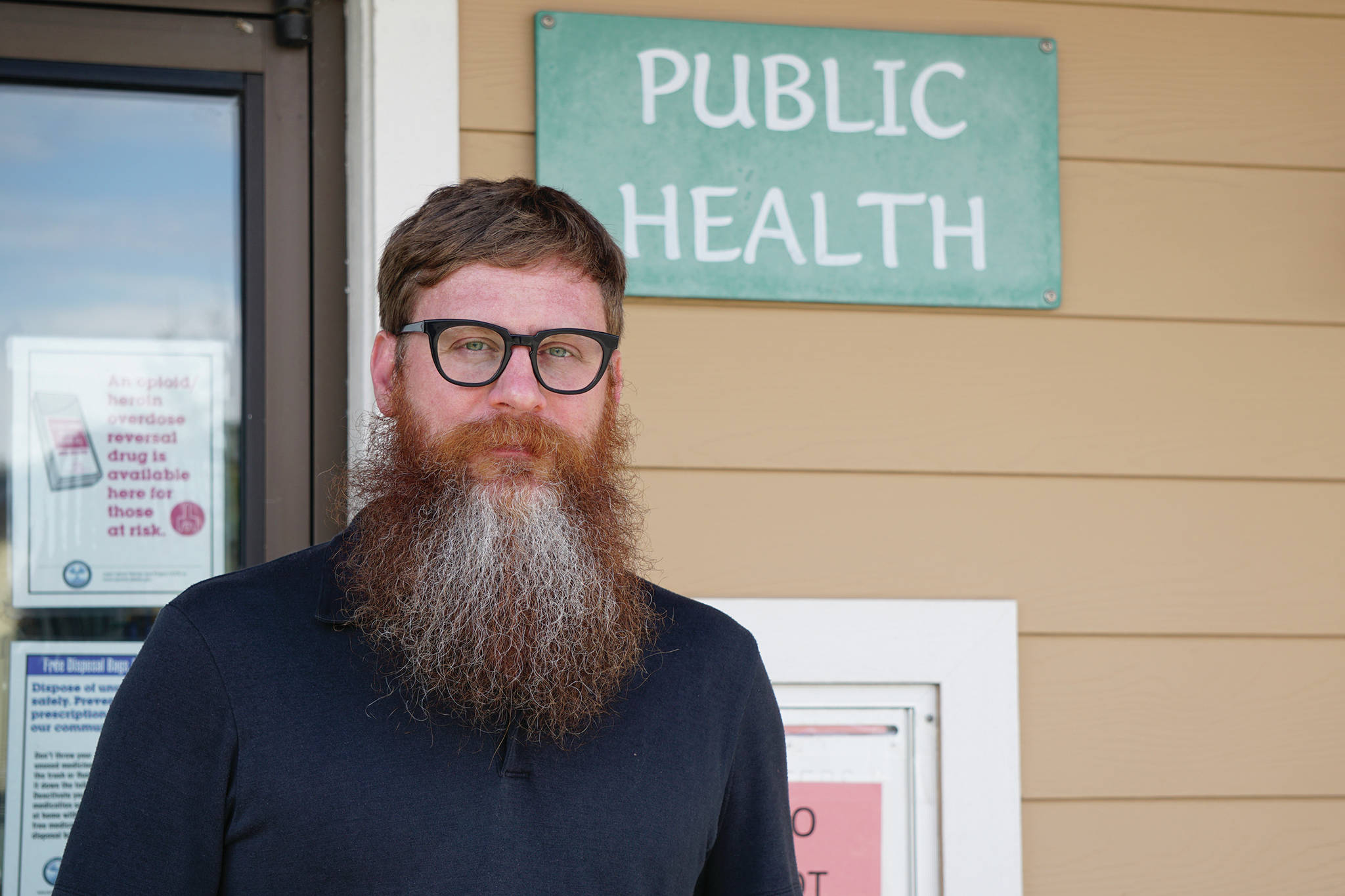 Public Health nurse Lorne Carroll poses on May 29, 2020, outside the Alaska Department of Public Health offices on Bunnell Avenue in Homer, Alaska. (Photo by Michael Armstrong/Homer News)