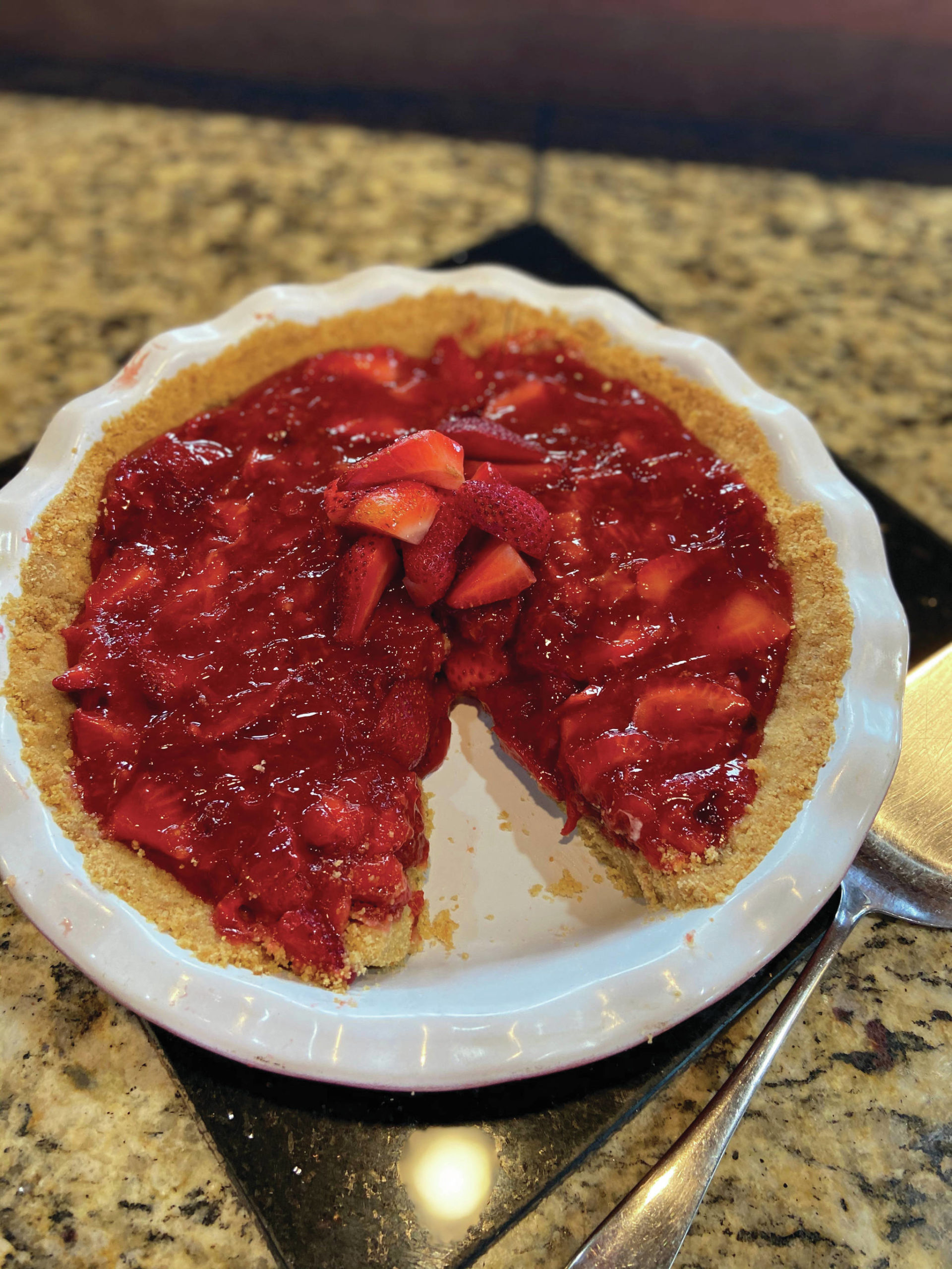 Teri Robl’s strawberry pie makes a great Father’s Day dessert, as seen here on Tuesday, June 16, 2020, in her Homer, Alaska kitchen. (Photo by Teri Robl)