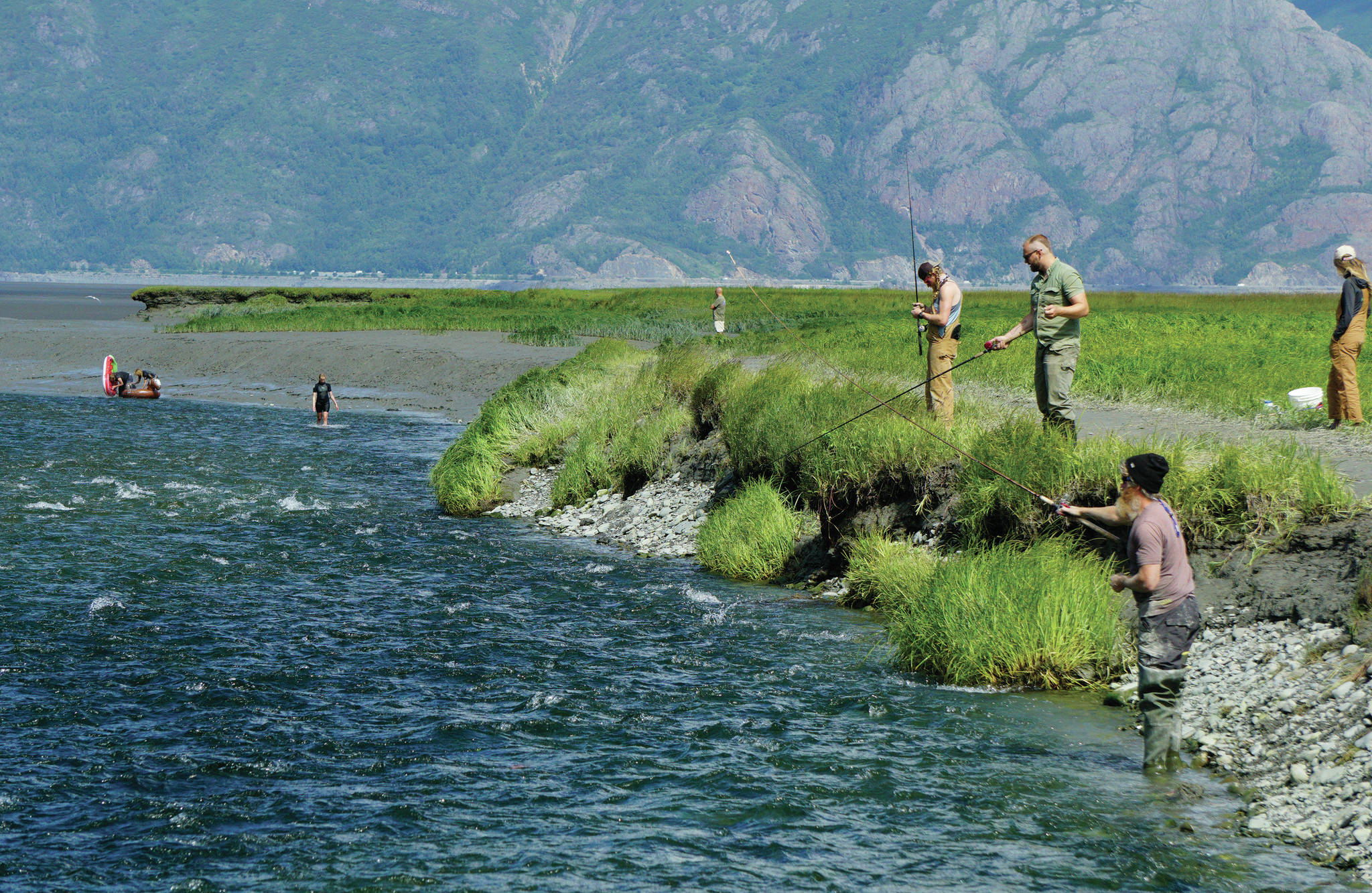 Fishermen try to catch silver and pink salmon on Tuesday, July 21, 2020, at the mouth of Resurrection Creek in Hope, Alaska. (Photo by Michael Armstrong/Homer News)