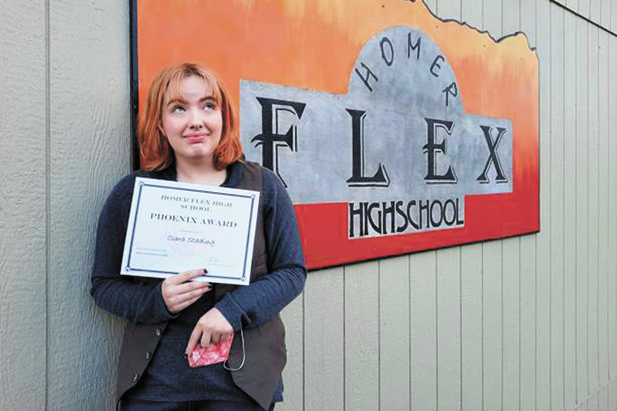 Clara Stading, a junior, is this month’s recipient of the Flex Phoenix Award given out by Homer Flex School. (Photo courtesy Ingrid Harrald)