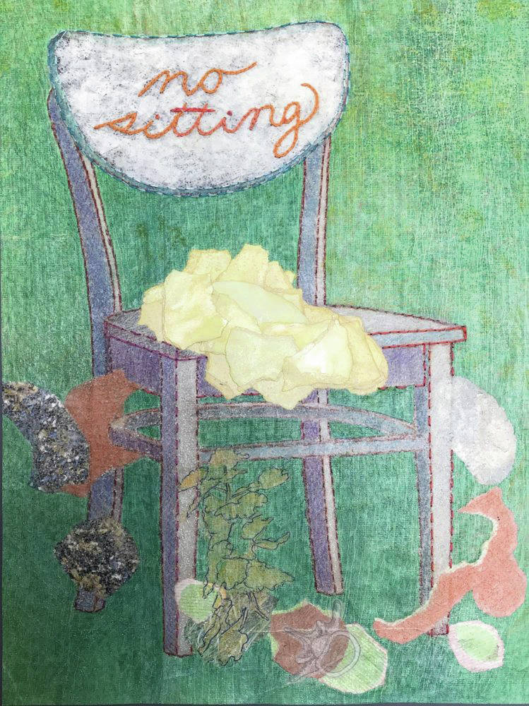 Susan Joy Share’s “No Sitting” is one of the works from “Fragile Domestic,” a group show on display for October 2020 at Bunnell Street Arts Center in Homer, Alaska. (Photo courtesy of Bunnell Street Arts Center)