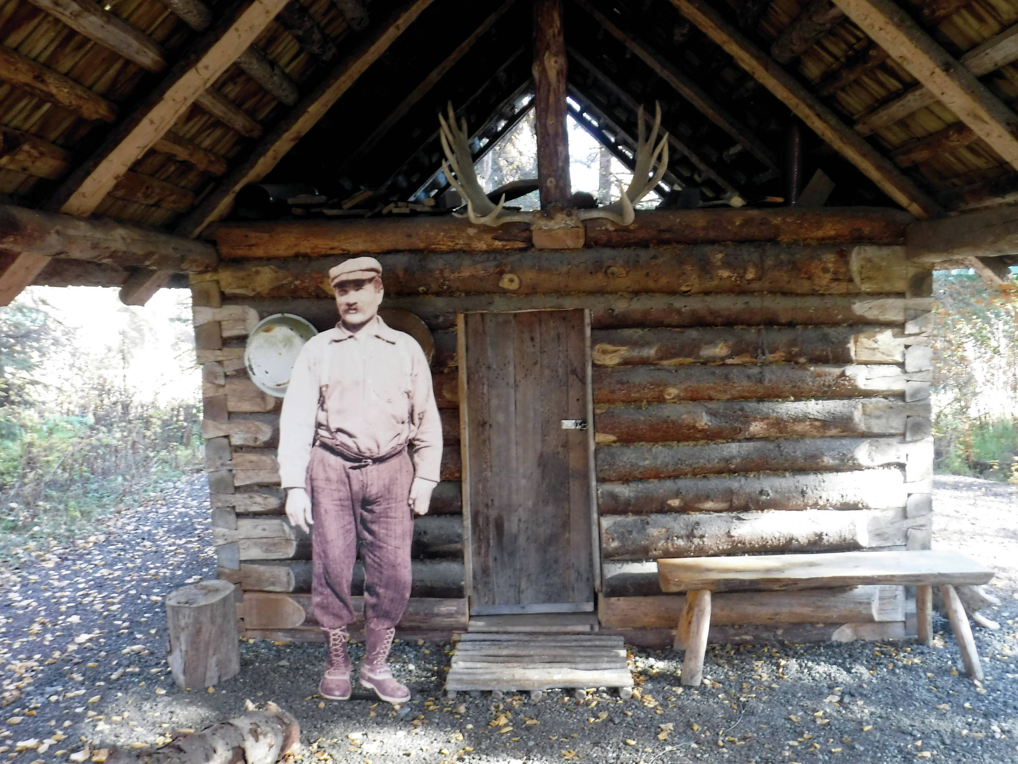Photo provided by Kenai National Wildlife RefugeAndrew Berg outside his ҈omesteadӠcabin, which stood originally on Tustumena Lake and now stands at the headquarters of Kenai National Wildlife Refuge.