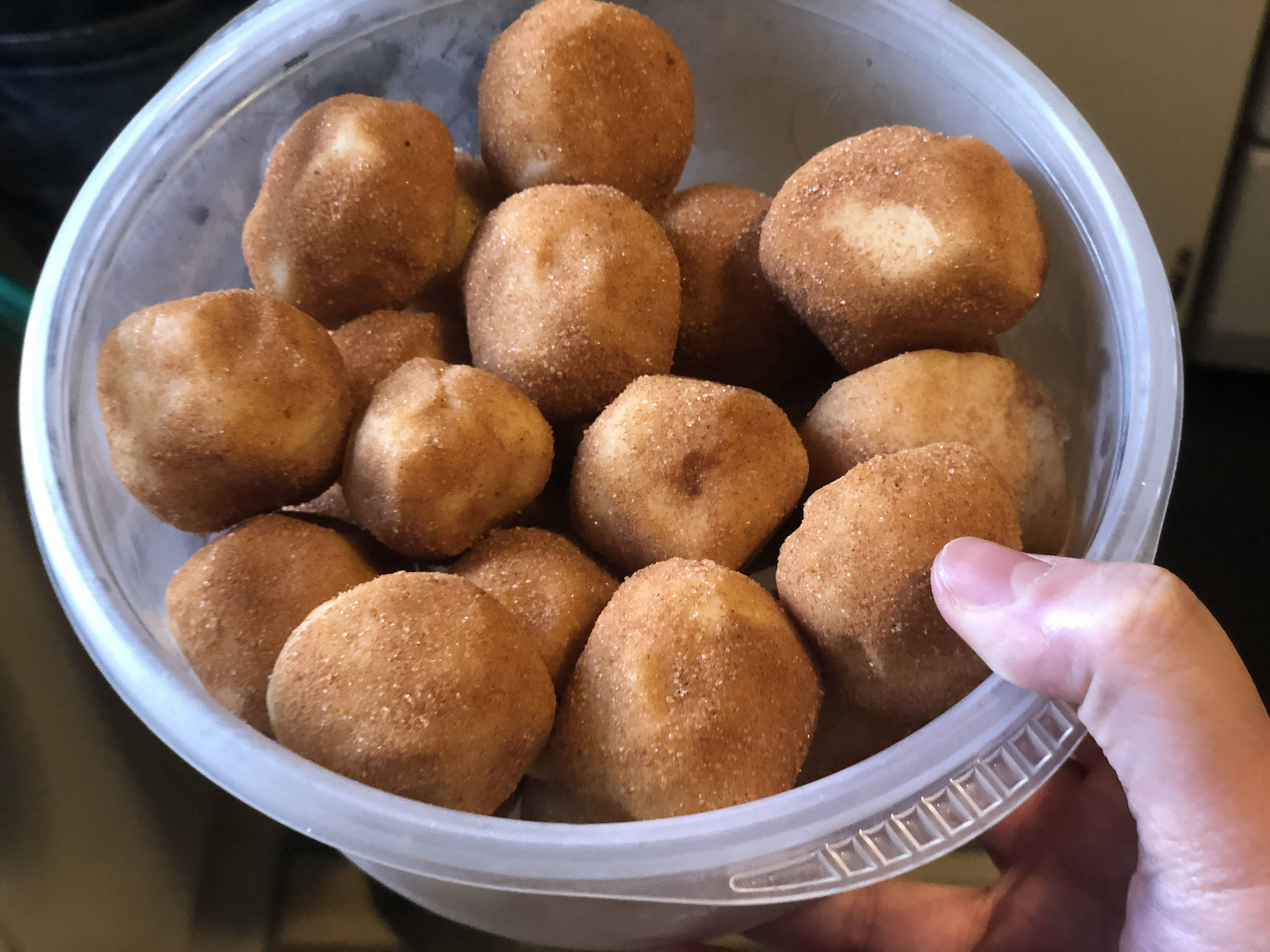 Balls of snickerdoodle dough kept in the freezer is a gift to Future You, photographed on Saturday, Oct. 10, 2020, in Anchorage, Alaska. (Photo by Victoria Petersen/Peninsula Clarion)