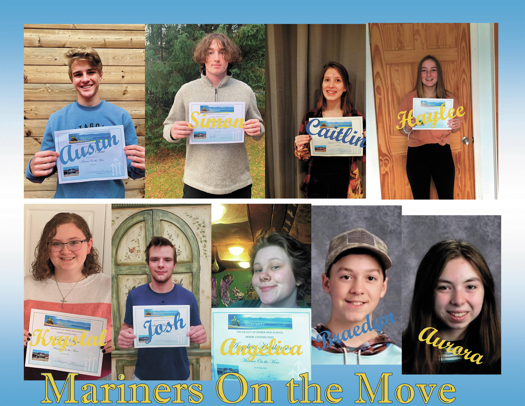 This compilation image shows the first quarter winners of the Mariners on the Move awards from Homer High School. (Image courtesy Paul Story)