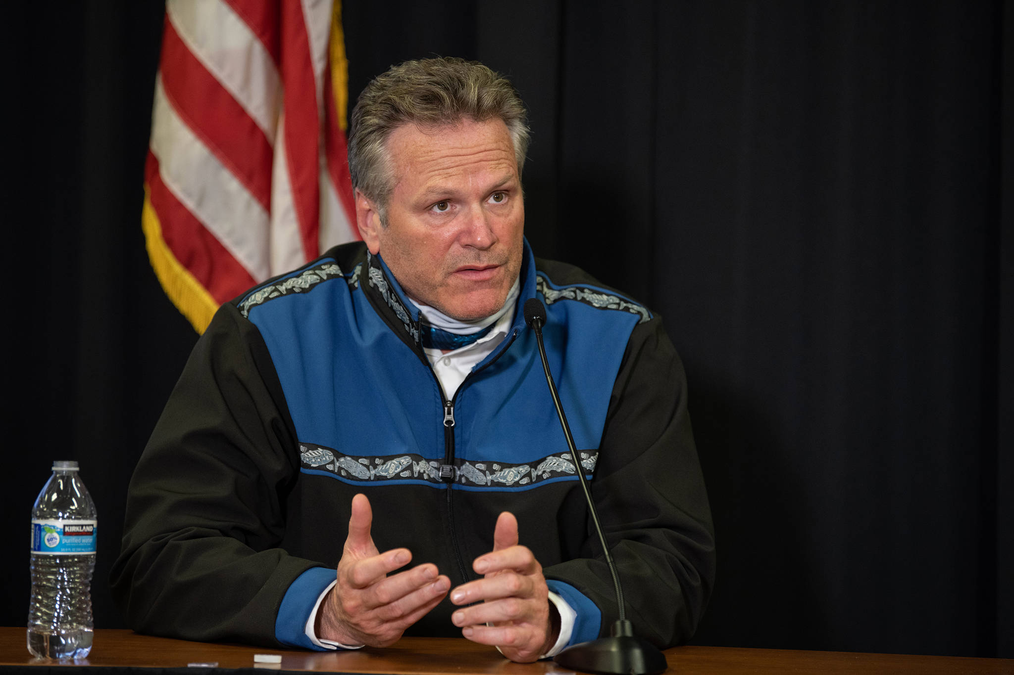 Gov. Mike Dunleavy speaks during a virtual town hall meeting on Sept. 15. (Courtesy Photo / Office of Gov. Mike Dunleavy)