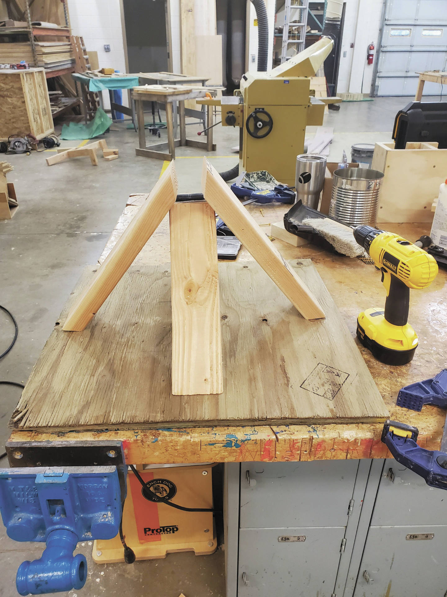 This photo shows one of the tree stands being made by Homer High School shop teacher Walter Love for a community Christmas tree decoration project, being put on for the residents of South Peninsula Hospital's Long Term Care wing. (Photo courtesy Kari Dendurent)