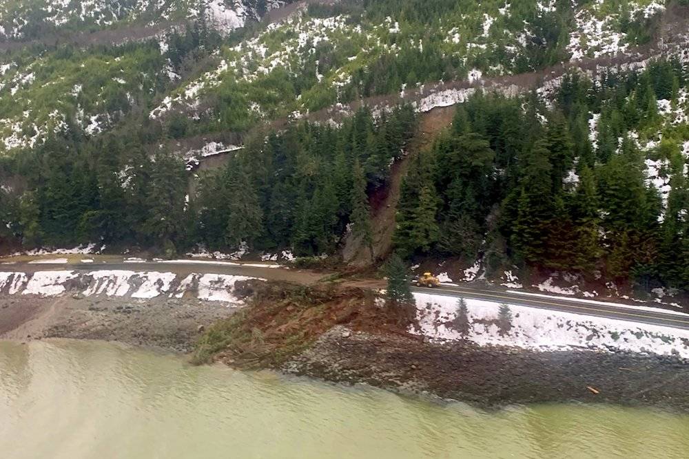 Organizations are withdrawing searchers from landslide-stricken Haines after the Alaska State Troopers called off active search and rescue operations due to hazardous conditions with the terrain and bad weather conditions in the search area. (U.S. Coast Guard photo / Lt. Erick Oredson)