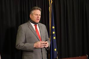 Gov. Mike Dunleavy, who spoke to the Empire via phone Wednesday, speaks at an Anchorage news conference on Dec. 11, 2020. (Courtesy photo/Office of Gov. Mike Dunleavy)