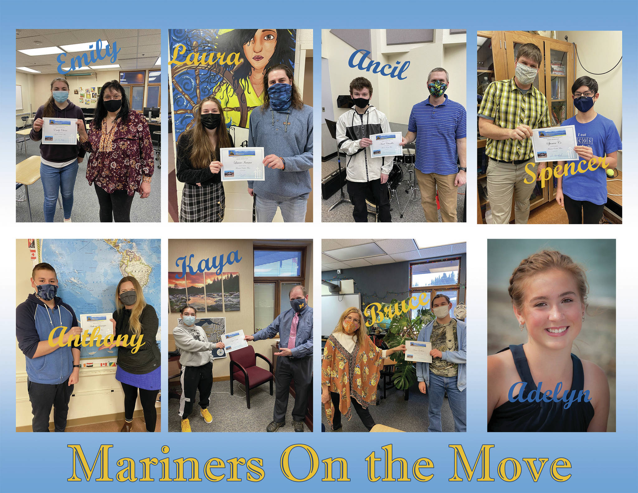 This image compilation shows the latest winners of the Mariners on the Move award from Homer High School. (Image courtesy Paul Story)
