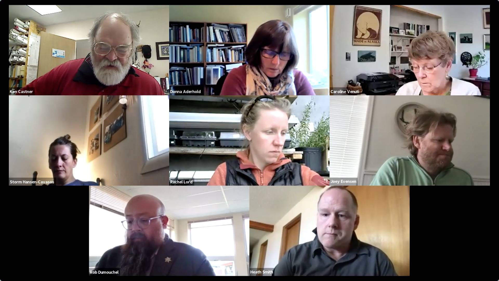 Screenshot 
The Homer City Council participates in a remote meeting on Monday, April 26 in Homer, Alaska.