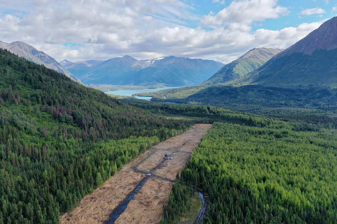 The site of the Sterling Highway MP 45-60 Project is seen near Cooper Landing, Alaska. (Photo courtesy Sean Holland)