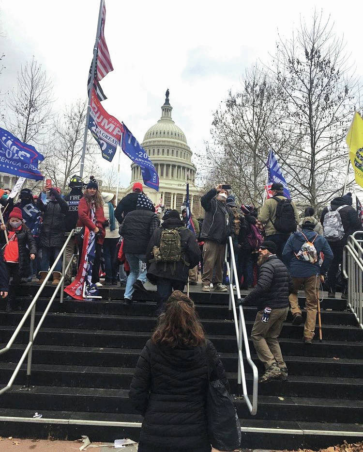 Marilyn Hueper approaching the Capitol during the Stop the Steal protest in Washington, D.C. on Jan. 6. Photo taken from Paul Hueper’s Instagram account.