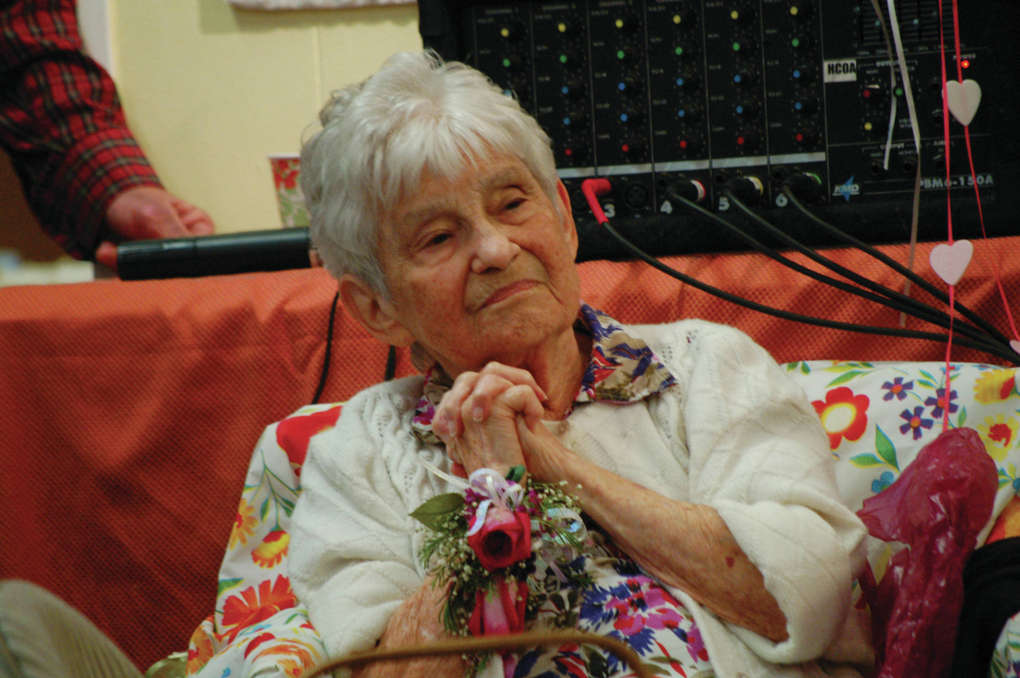 The late Mary Epperson listens to accolades during Mary Epperson Day on June 6, 2014, in Homer, Alaska. (Photo by Michael Armstrong/Homer News file photo)