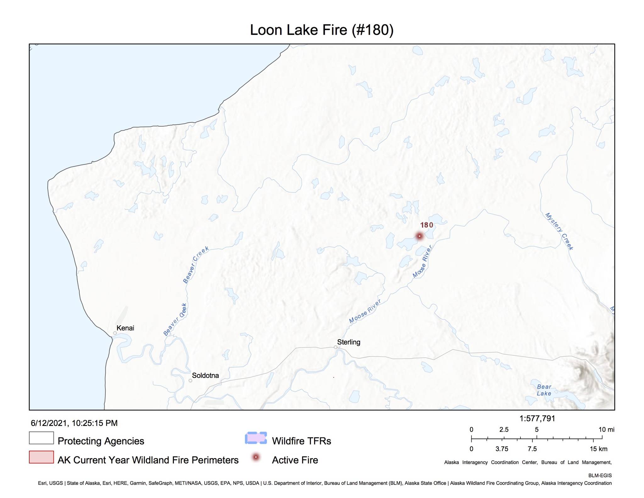 A map shows the location of the Loon Lake Fire. (Photo from AK Fire Info).