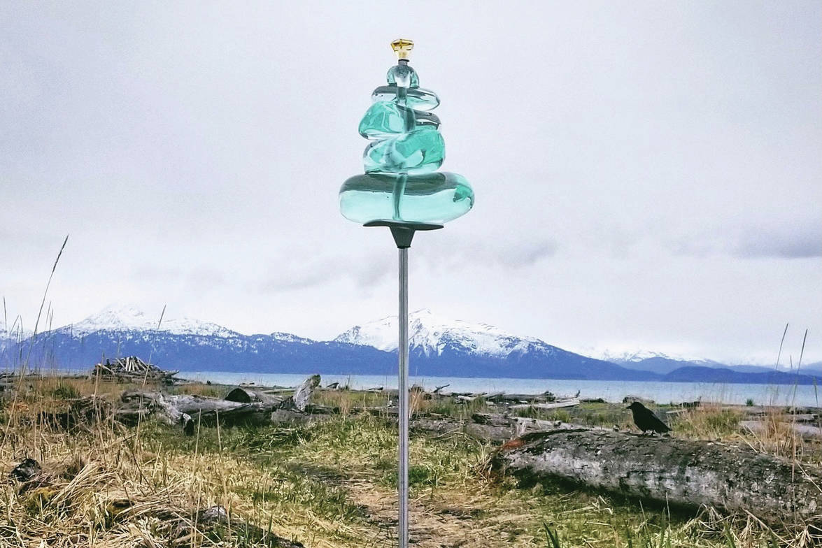 This photo illustration shows the design of Argent Kvasnikoff's "Tuyanitun Tuggeht" sculpture to be installed at Bishop's Beach in Homer, Alaska. (Photo courtesy of Argent Kvasnikoff and Bunnell Street Arts Center)