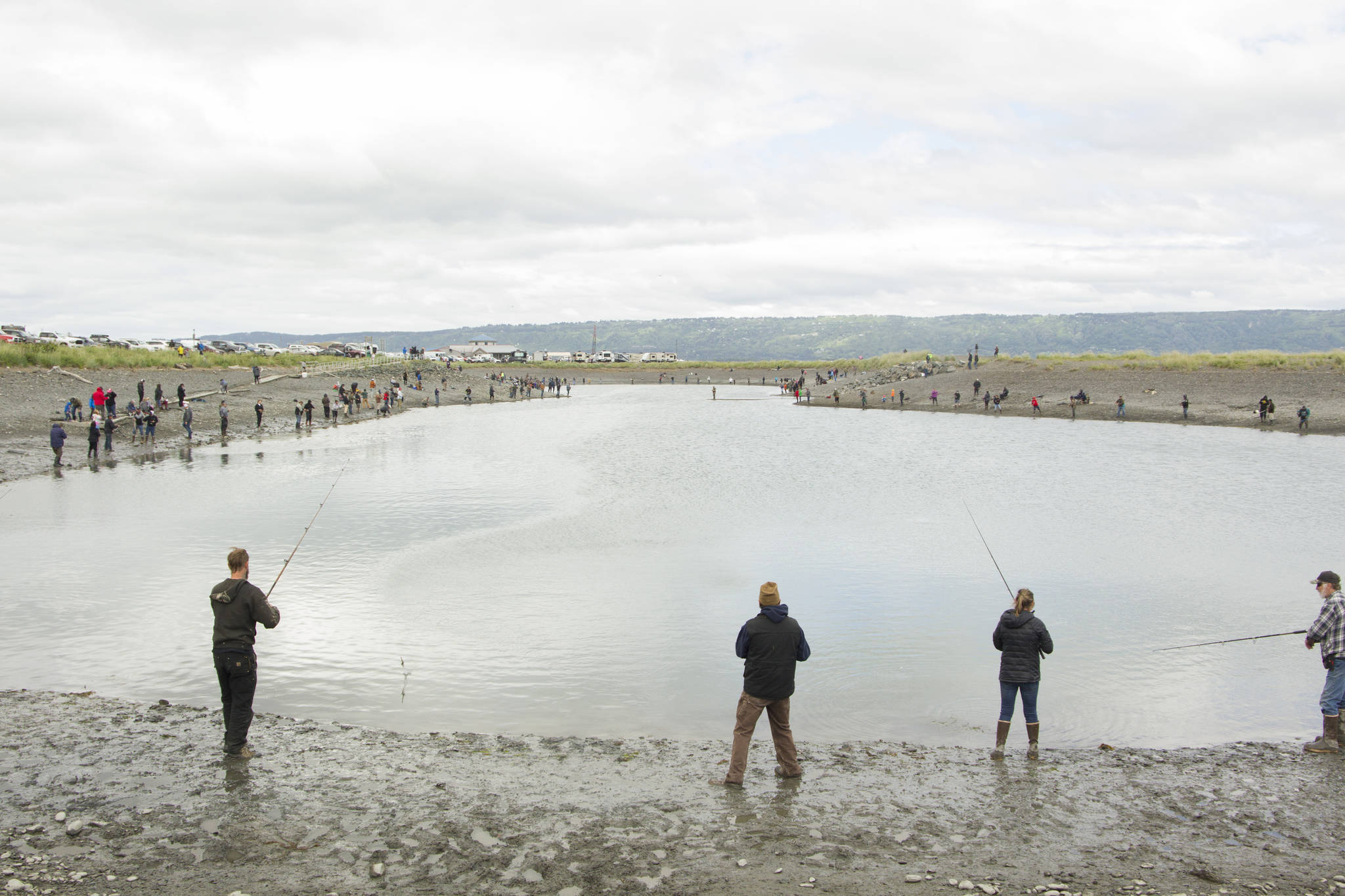Fishermen gathered in droves to the Nick Dudiak Fishing Hole on Friday, June 25, when snagging opened. (Photo by Sarah Knapp/Homer News)