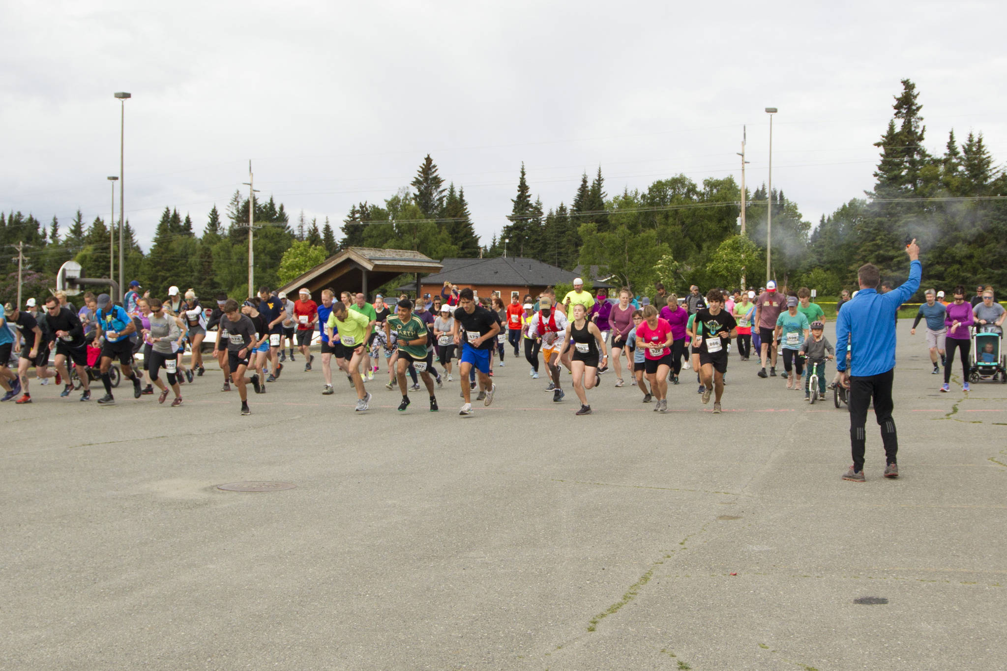 More than 140 runners participated in the 10K to the Bay run on Saturday, June 26. The race began at Homer High School and finished at Land's End on the Spit. (Photo by Sarah Knapp/Homer News)