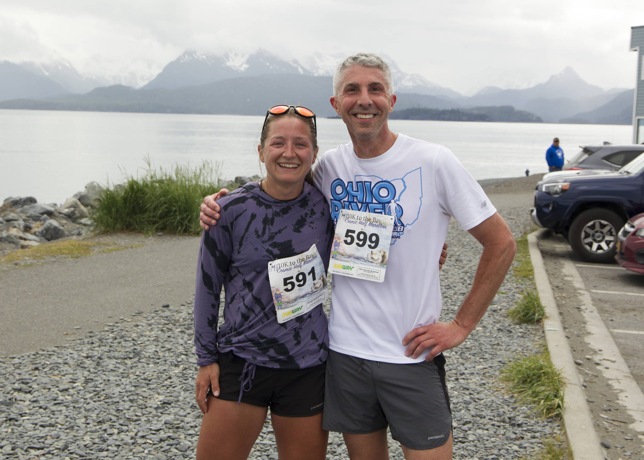 Aria Paxton and Dave Giammar were the top female and male runners of the 2021 Homer Spit Run half marathon on June 26. (Photo by Sarah Knapp/Homer News)