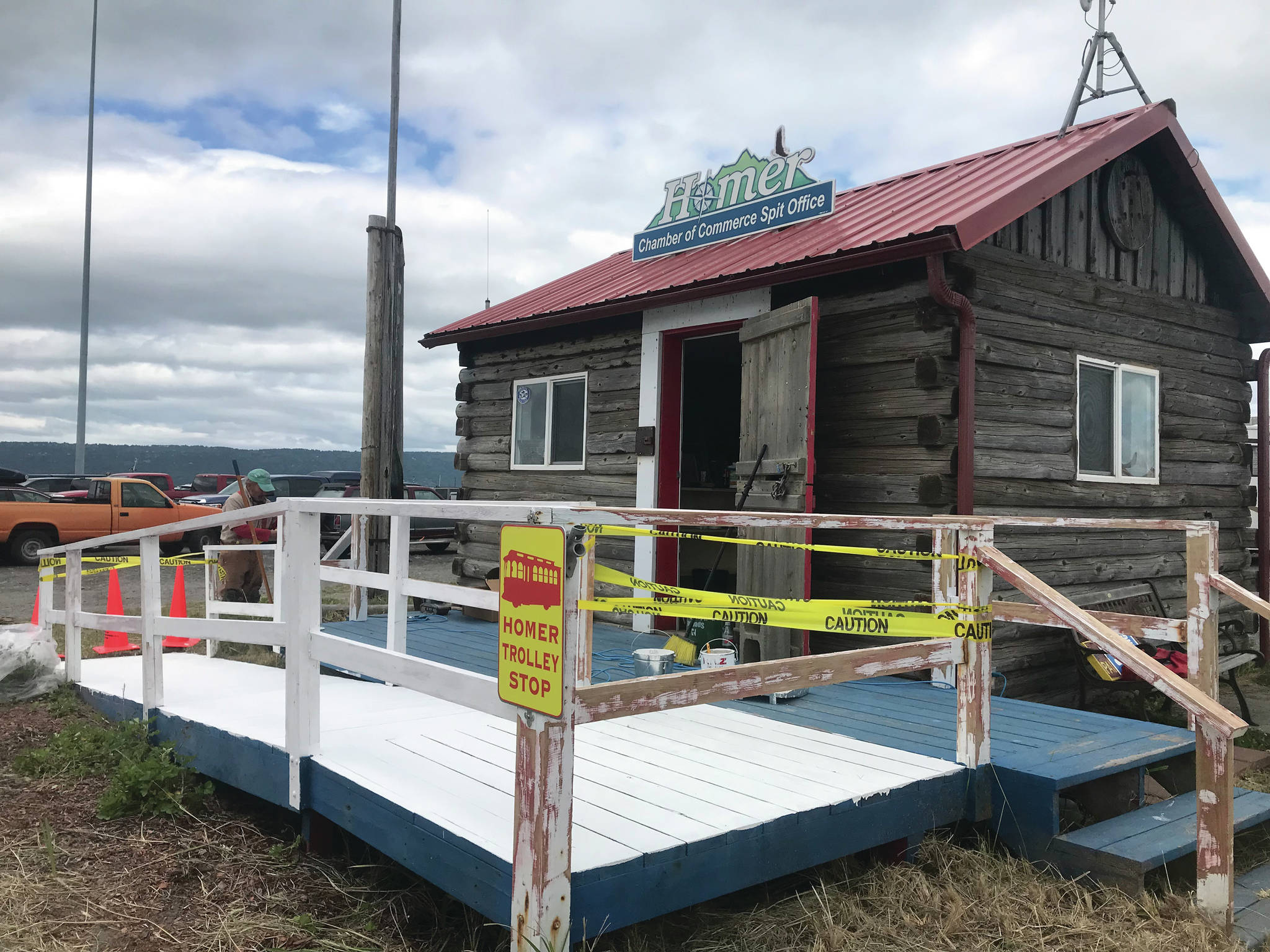 The old Homer Halibut Derby Shack is refreshed and updated to open as the new Spit Visitor Information Center, as seen here on Friday, June 25, 2021, in Homer, Alaska. (Photo by Christina Whiting)
