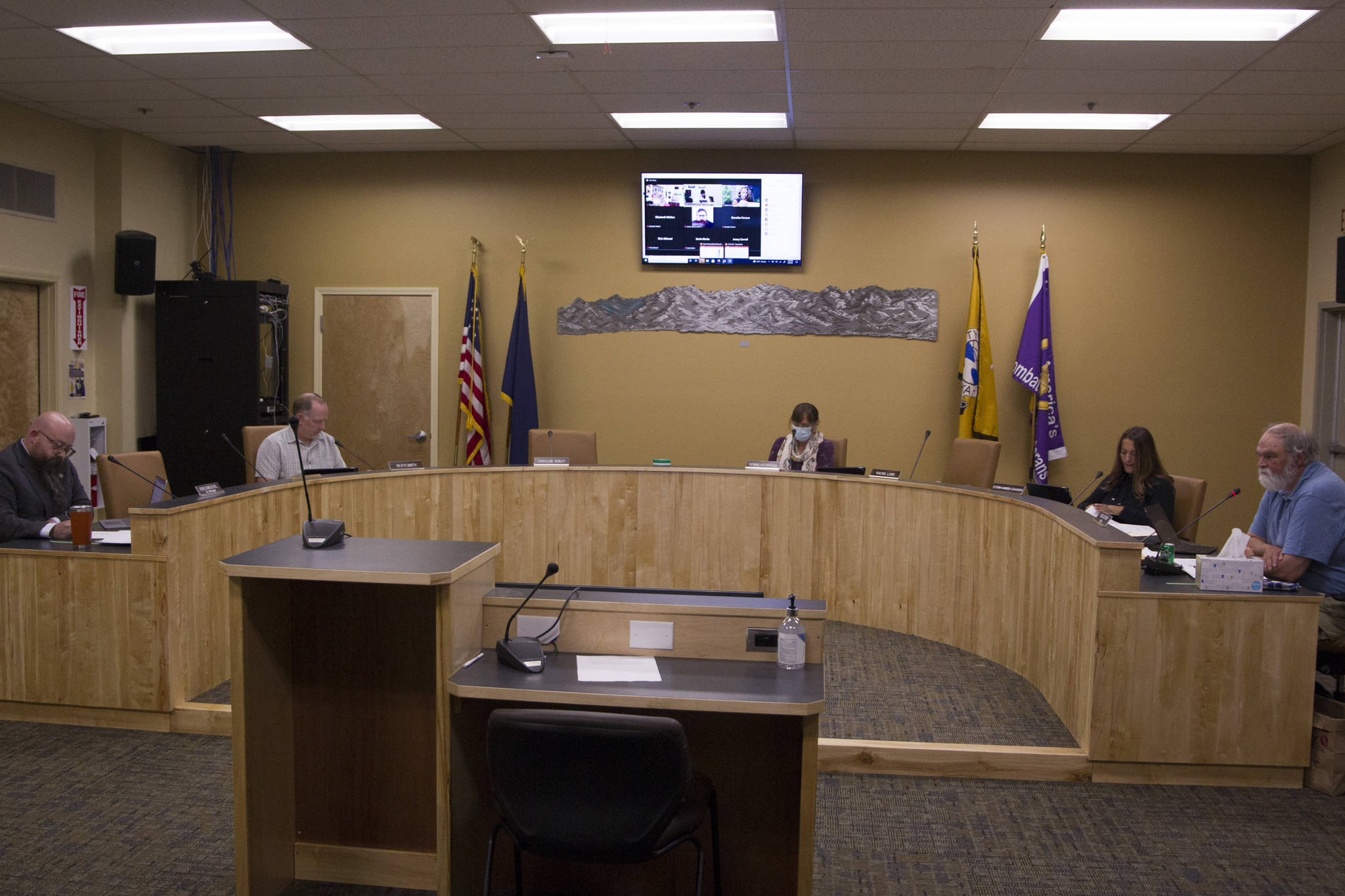 Homer City Council met in the City Hall Cowles Council Chambers on Monday to discuss numerous ordinances and resolutions. (Photo by Sarah Knapp/Homer News)