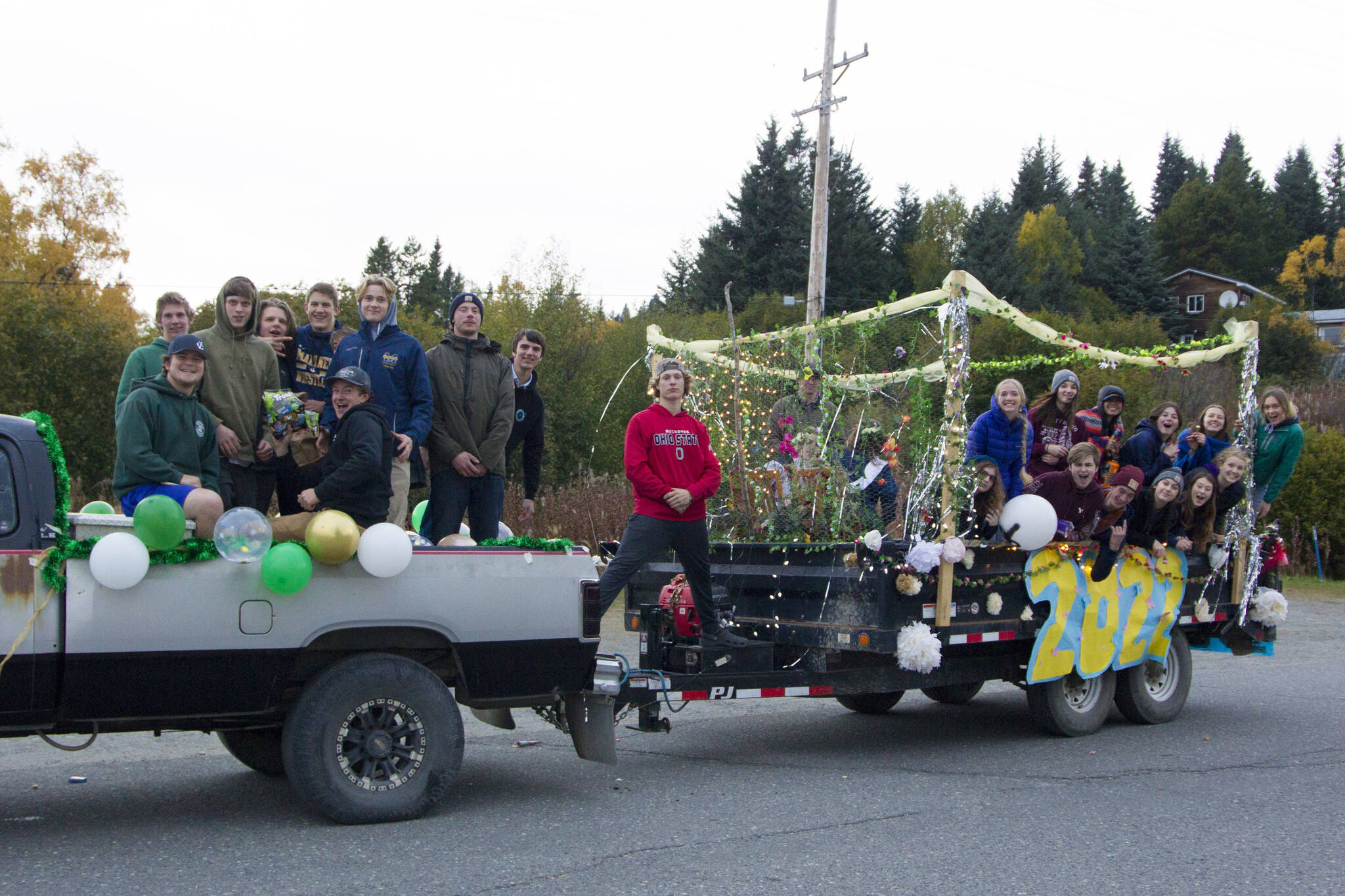 The Homer High School senior class proudly shows off their float for the Homecoming Parade. (Photo by Sarah Knapp/Homer News)