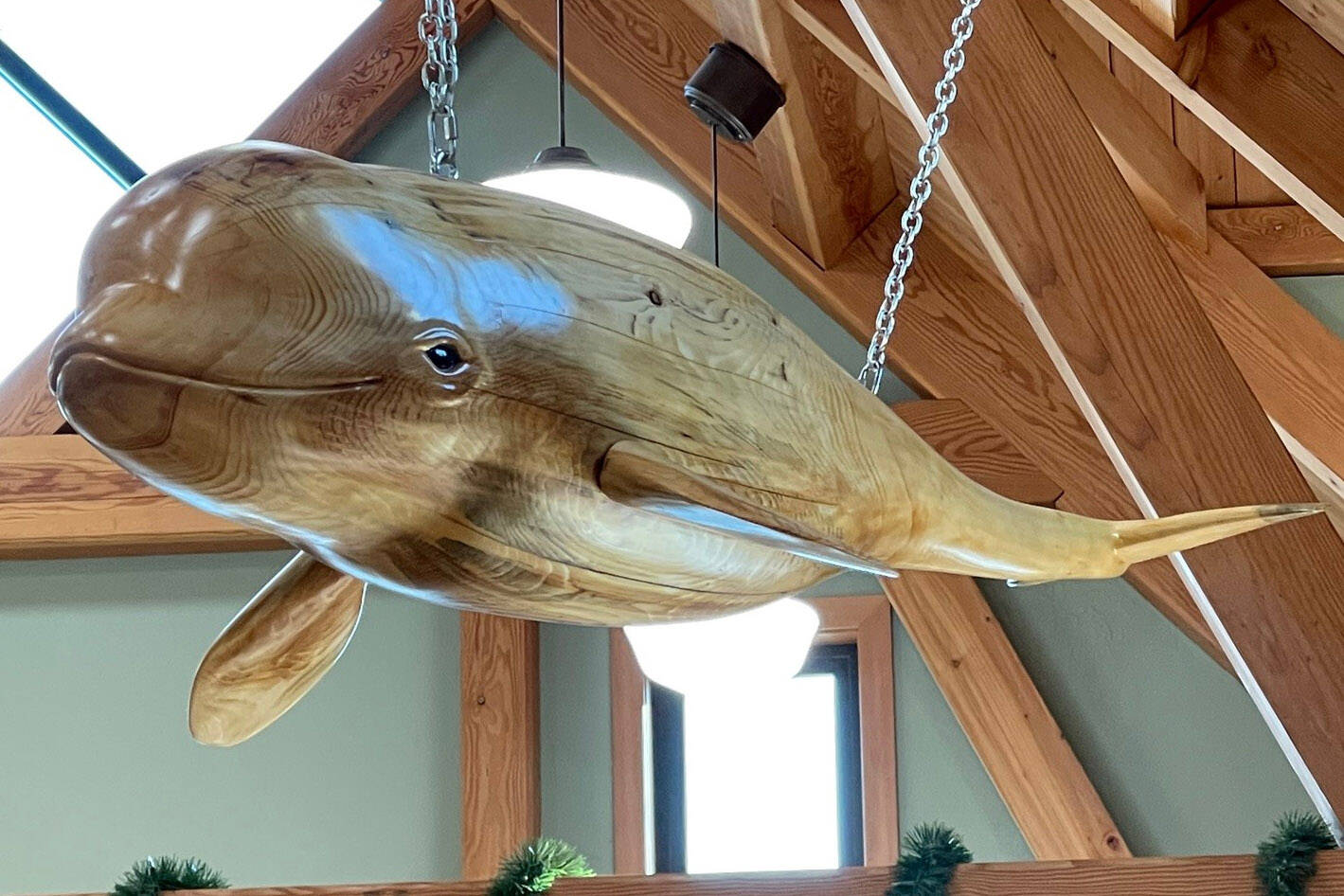 Photo courtesy of the Nikiski Senior Center
A wood-carved whale hangs in the Nikiski Senior Center on Sept. 23.