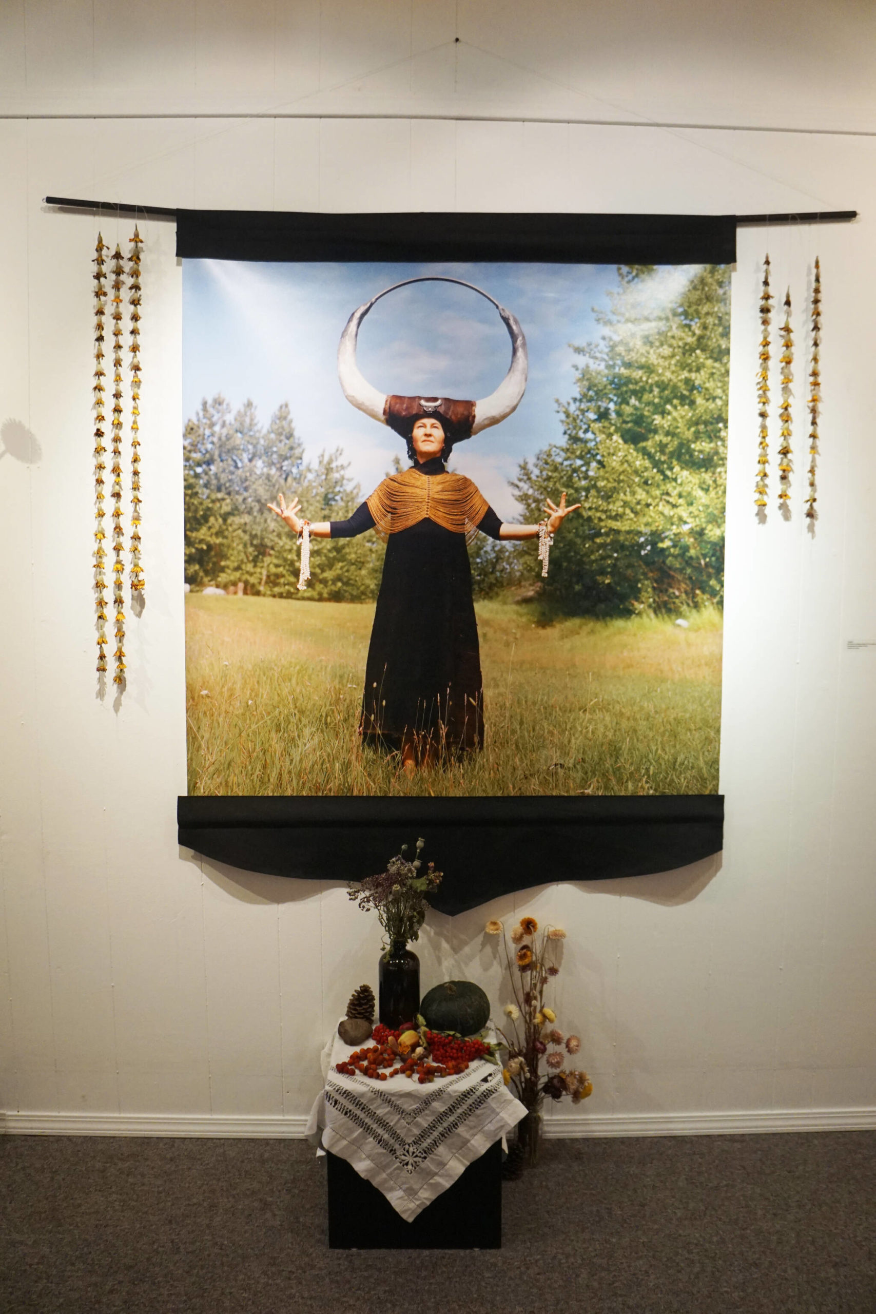 Carly Garay’s “Earth” is one of the works in her “The Art of Ancestor Veneration,” on display through Oct. 30, 2021, at the Homer Council on the Arts in Homer, Alaska. (Photo by Michael Armstrong/Homer News)