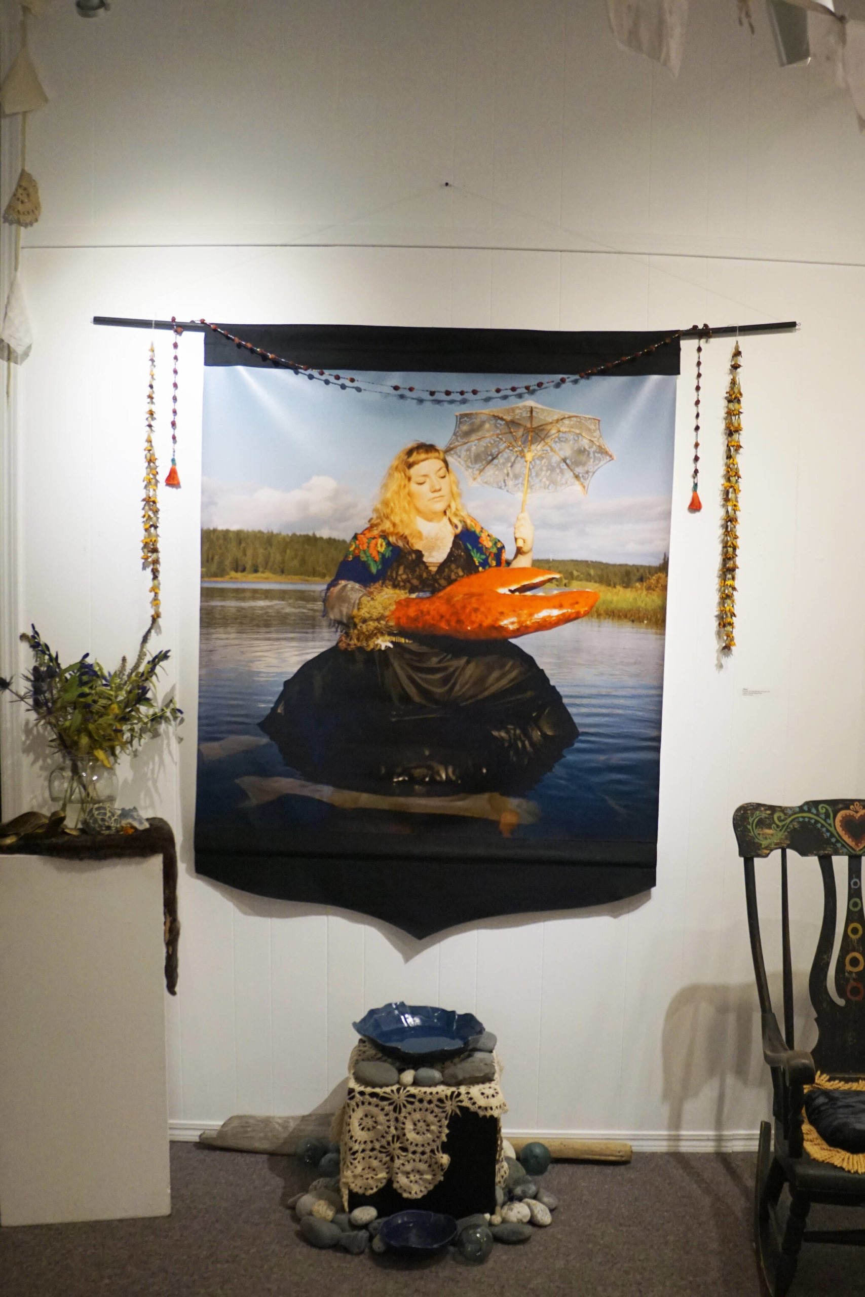 Carly Garay’s “Water” is one of the works in her “The Art of Ancestor Veneration,” on display through Oct. 30, 2021, at the Homer Council on the Arts in Homer, Alaska. (Photo by Michael Armstrong/Homer News)
