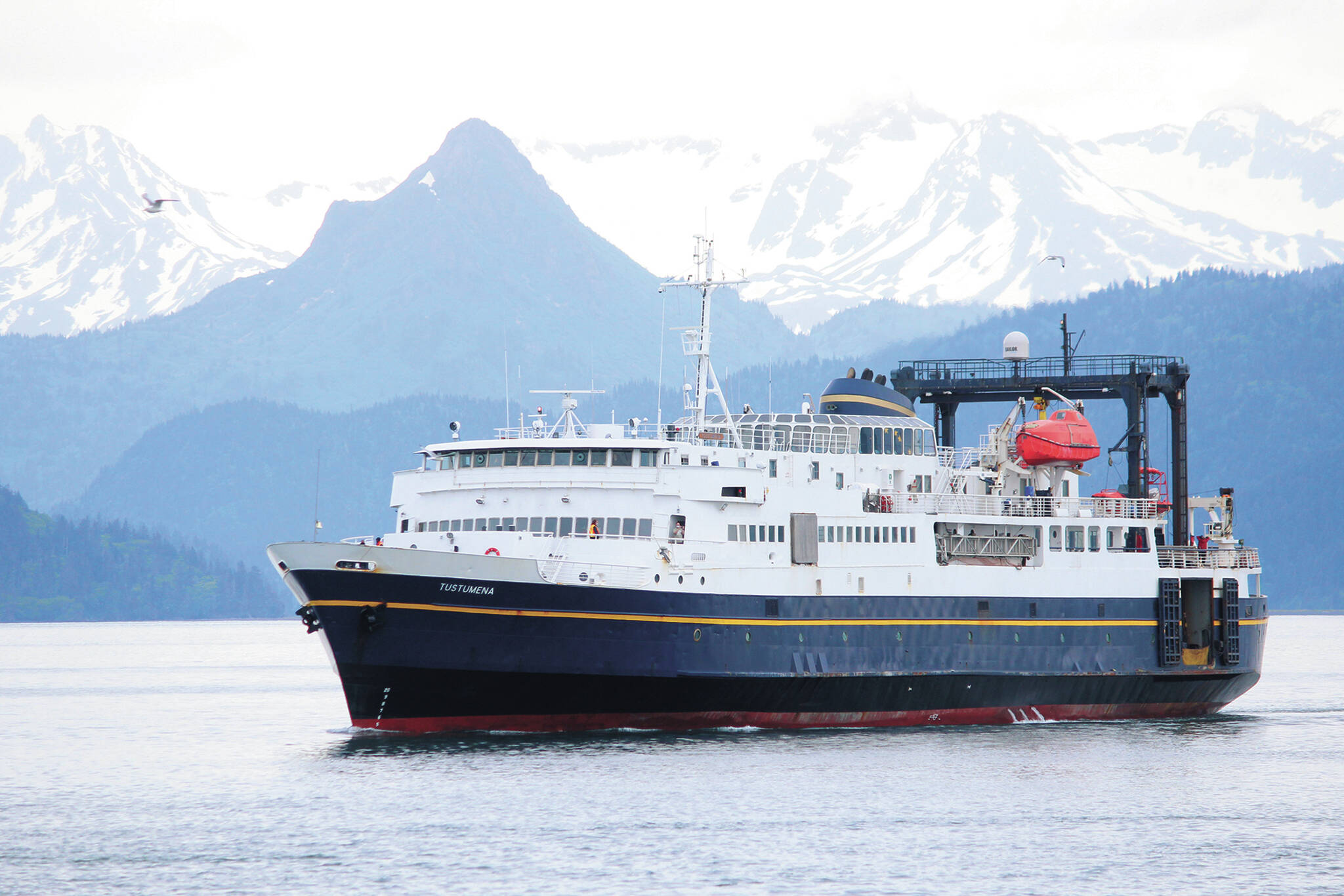 The state ferry M/V Tustumena pulls into the Homer Harbor on Monday, June 8, 2020 in Homer, Alaska. (Photo by Megan Pacer/Homer News)
The state ferry M/V Tustumena pulls into the Homer Harbor on Monday, June 8, 2020 in Homer, Alaska. (Photo by Megan Pacer/Homer News)