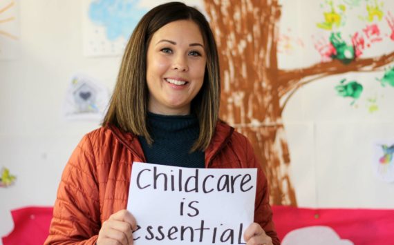 This photo shows Kayla Svinicki, director and owner of Little Moon Child Care on Jan. 28. Svinicki said that providing childcare is essential but that the economics of the situation make the work difficult. She said she hopes the country starts to treat childcare as part of the nation’s infrastructure. (Dana Zigmund / Juneau Empire)