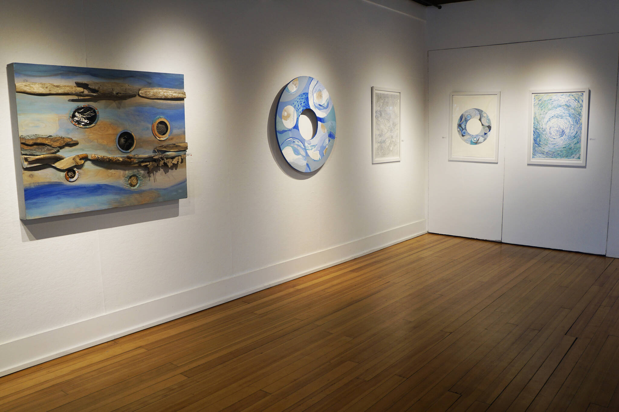 A corner of Don Decker’s exhibit, Thin Ice, showing through February at Bunnell Street Arts Center in Homer, Alaska. (Photo by Michael Armstrong/Homer News)