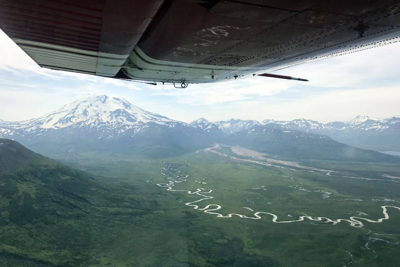 Mt. Chiginagak on Alaska Peninsula National Wildlife Refuge 30 miles southeast of Ugashik. (Photo by B. Wishnek/USFWS)