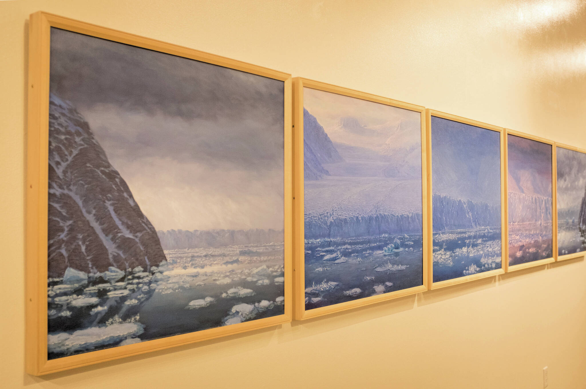 Photo by Sean McDermott 
A series of paintings of the Columbia Glacier, which David Rosenthal called “the poster child for glaciers and ice retreat.”