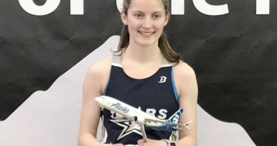 Soldotna's Kaytlin McAnelly won the Alaska Airlines Pentathlon on Saturday, April 9, 2022, at the Big C Relays at The Dome in Anchorage, Alaska. (Photo provided)