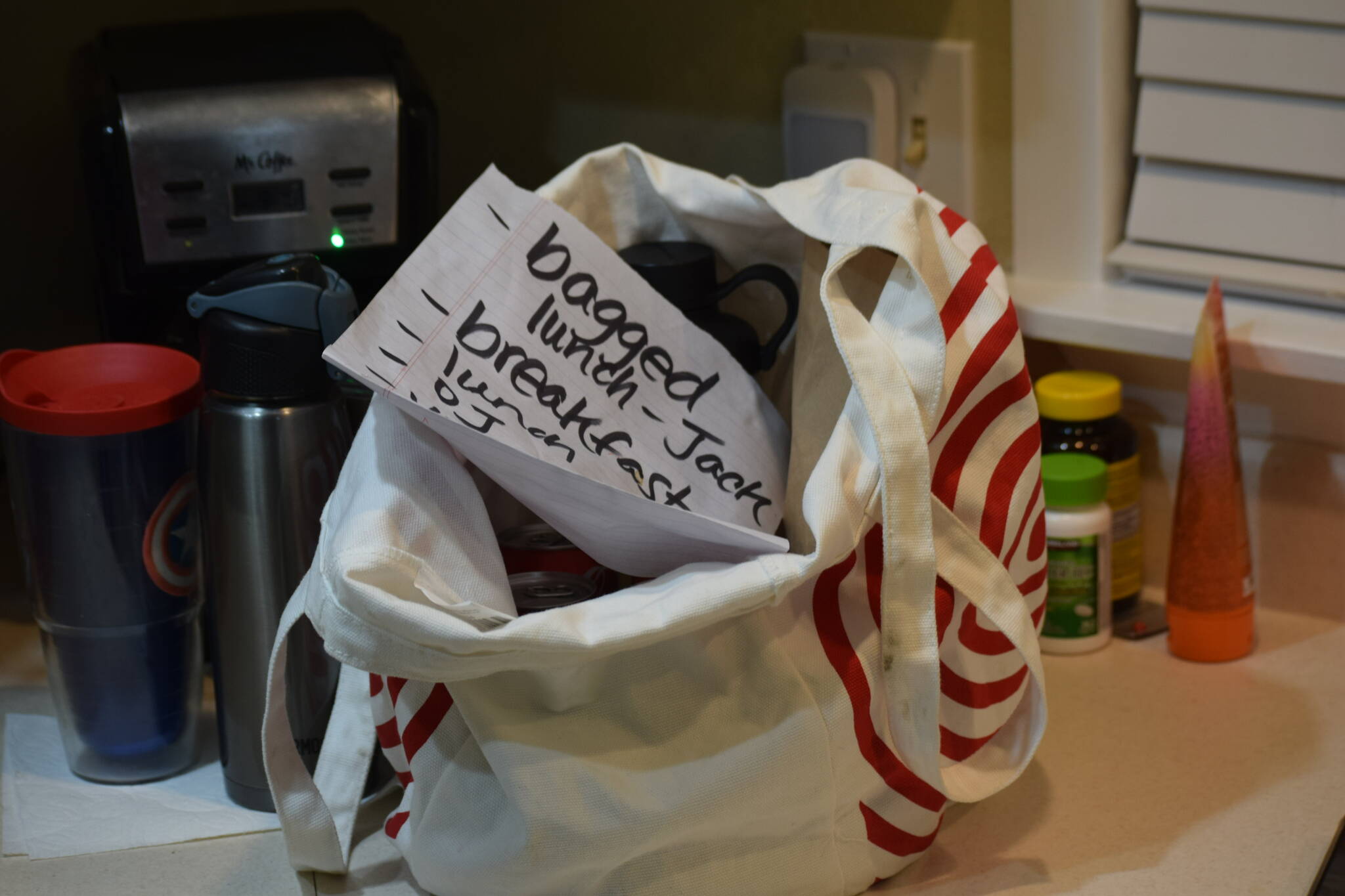 Meal prep sits on Christina Burns’ counter in Anchorage, Alaska, at around 4 a.m. on Tuesday, May 3, 2022. (Camille Botello/Peninsula Clarion)