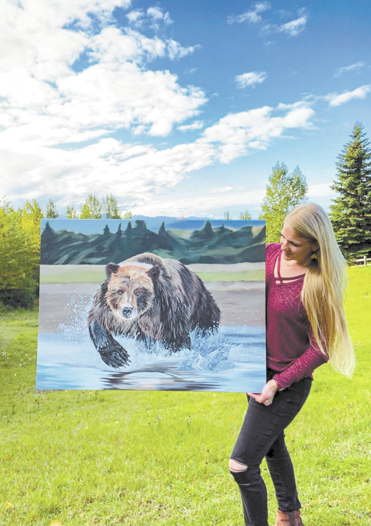 Photo provided 
Tarryn Zerbinos shows one of her paintings to be displayed in June at Grace Ridge Brewing.