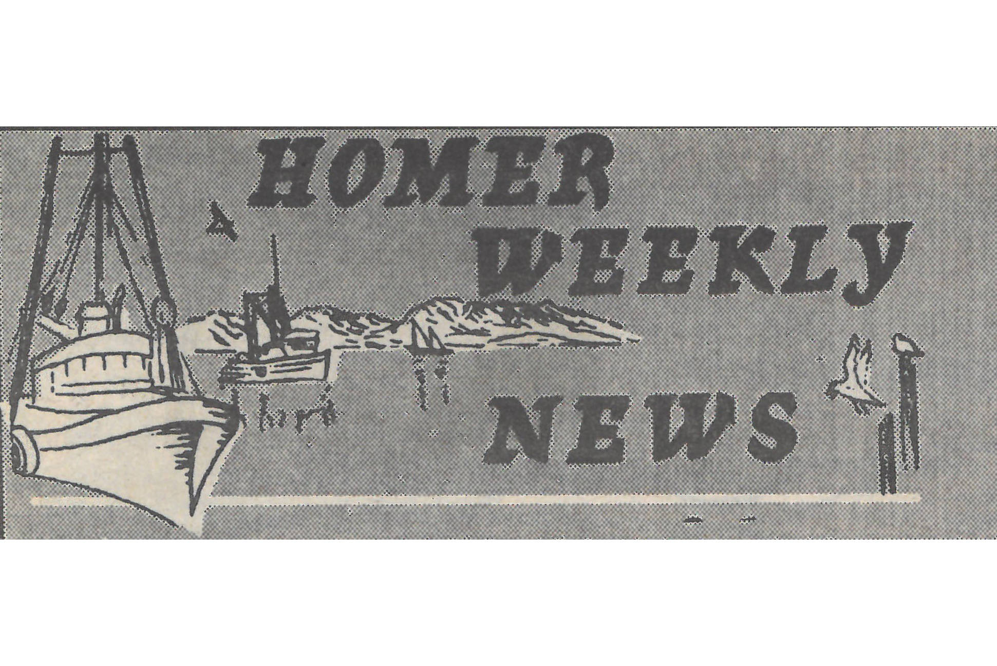 The masthead for the Homer Weekly News as sketched by Alathea Clymer of Fritz Creek Studios.