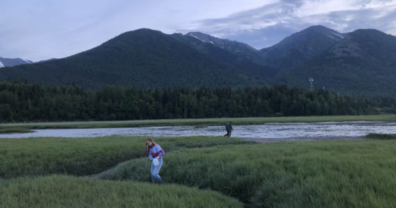 Walking near the mudflats in Hope, Alaska, on Saturday, June 4, 2022. (Courtesy Sabine Poux)