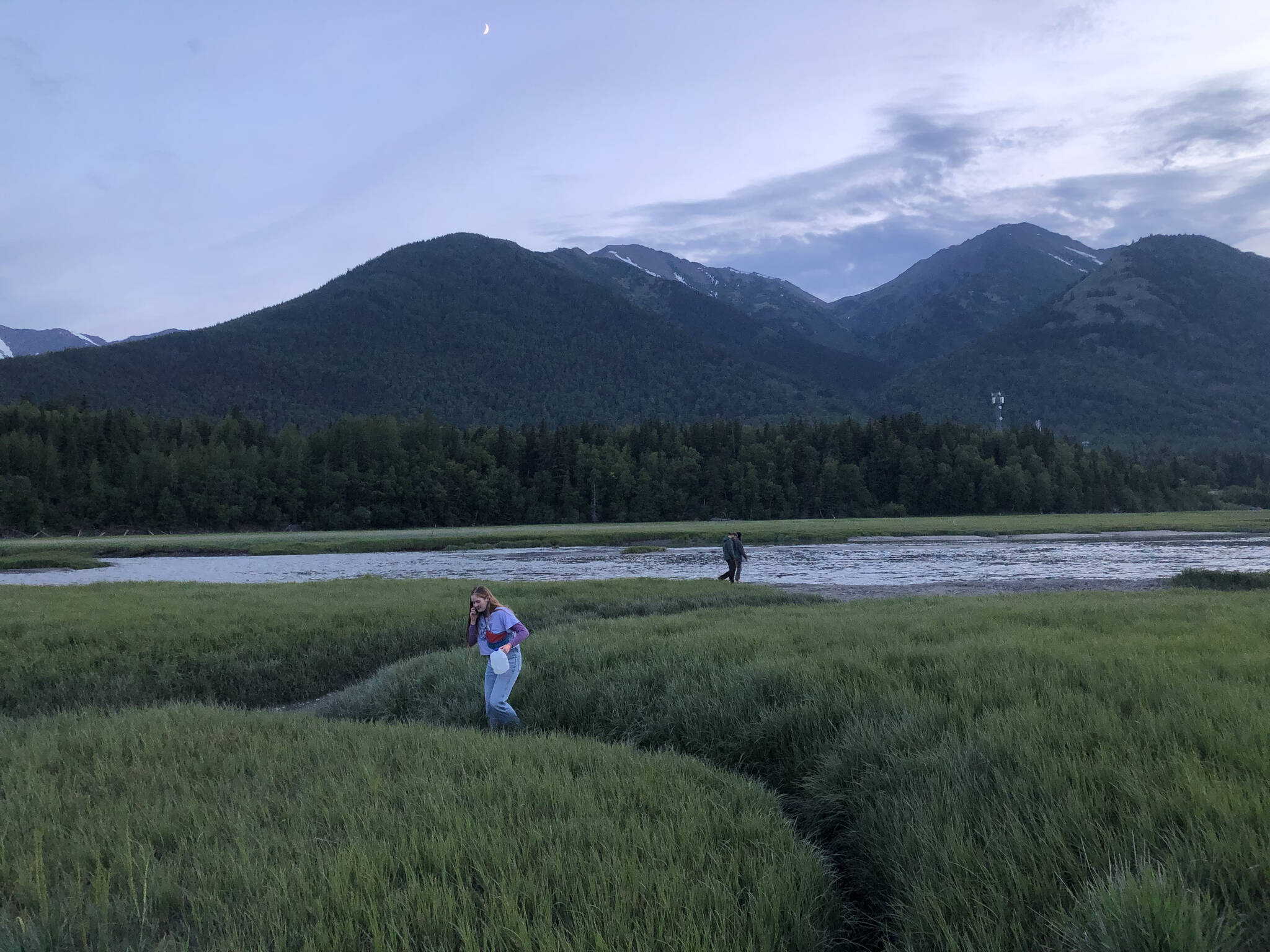 Walking near the mudflats in Hope, Alaska, on Saturday, June 4, 2022. (Courtesy Sabine Poux)