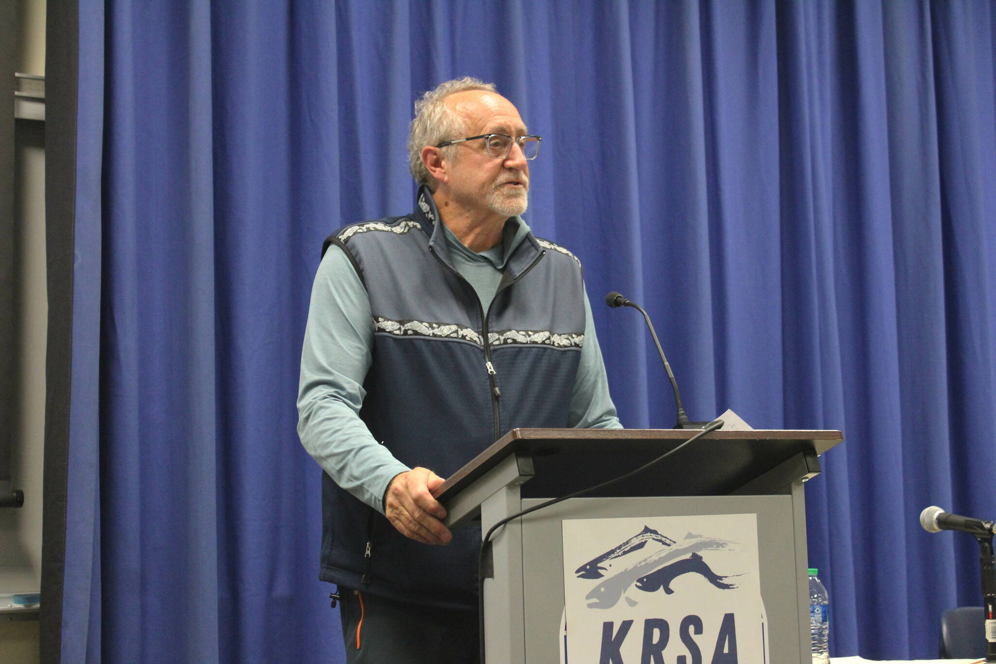 Alaska Department of Fish & Game Commissioner Doug Vincent-Lang speaks at the Kenai Classic Roundtable at Kenai Peninsula College on Wednesday, Aug. 17, 2022 near Soldotna, Alaska. (Ashlyn O’Hara/Peninsula Clarion)
