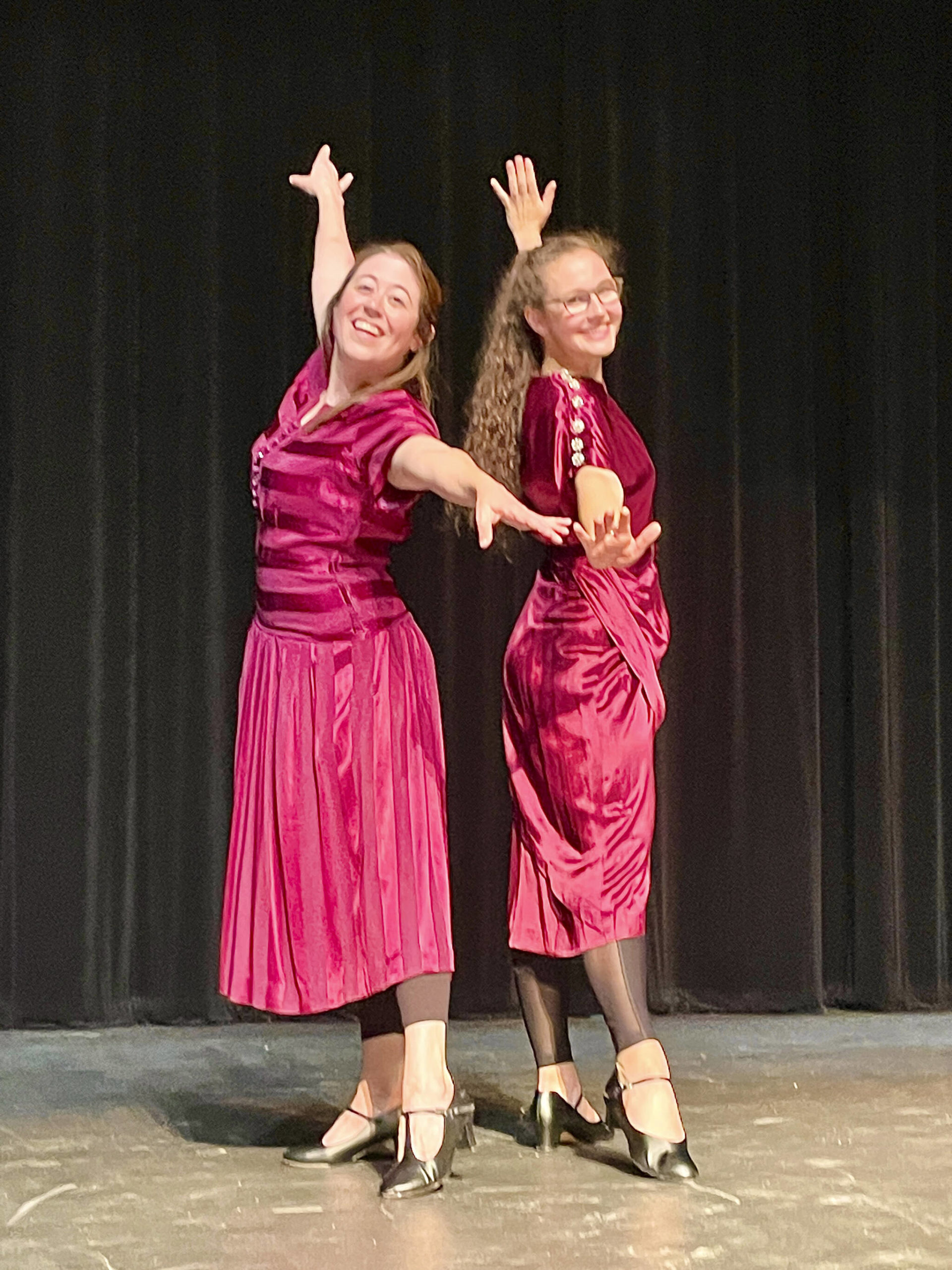 Maura Jones, left, and Ireland Styvar, right, rehearse for “Nice Moves,” one of the Alaska World Arts Festival events for the festival starting Friday. (Photo provided)