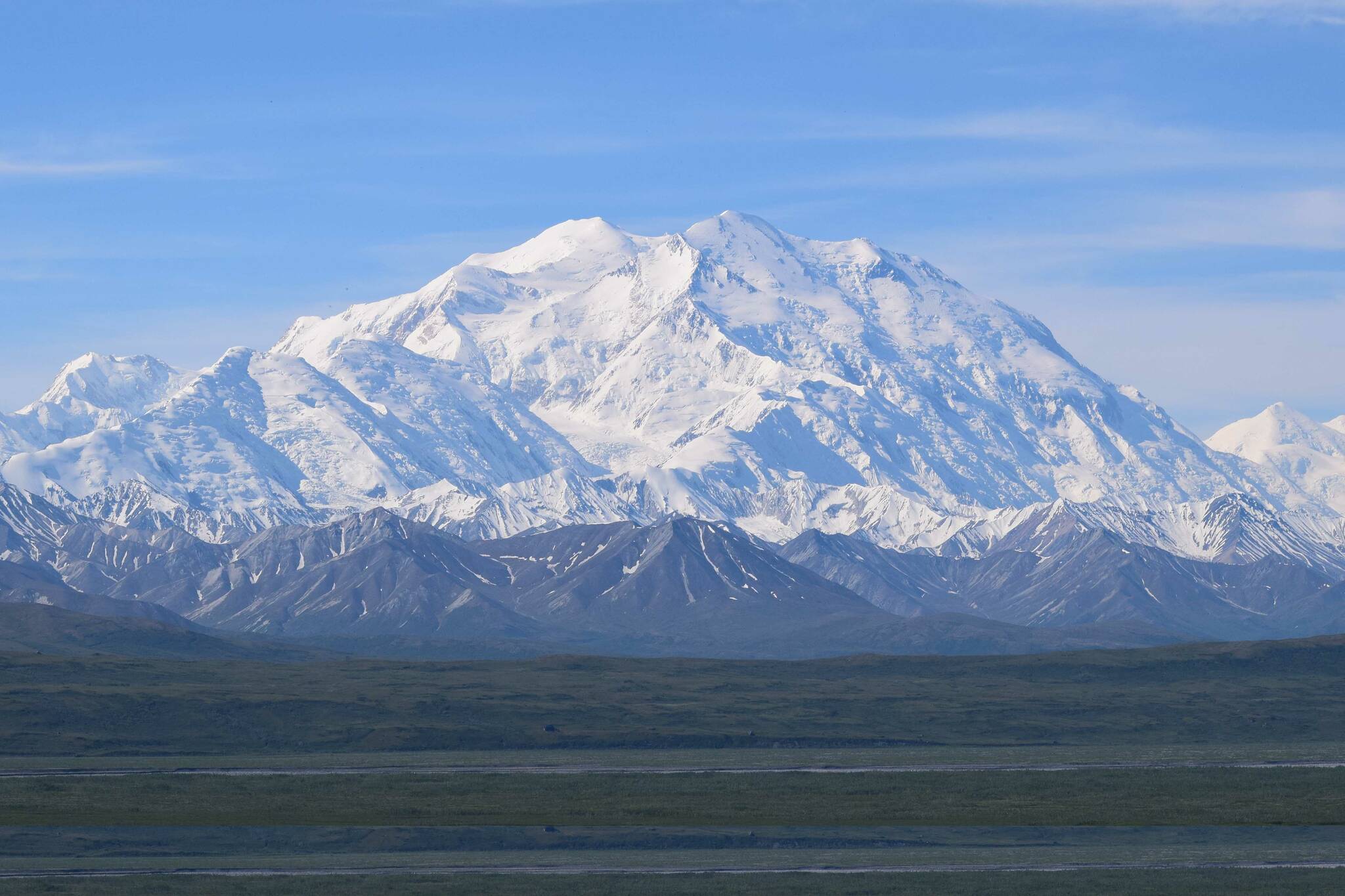 A recent photo of Denali, whose height was first calculated by Bradford Washburn at 20,320 feet. (Photo by David Merz)