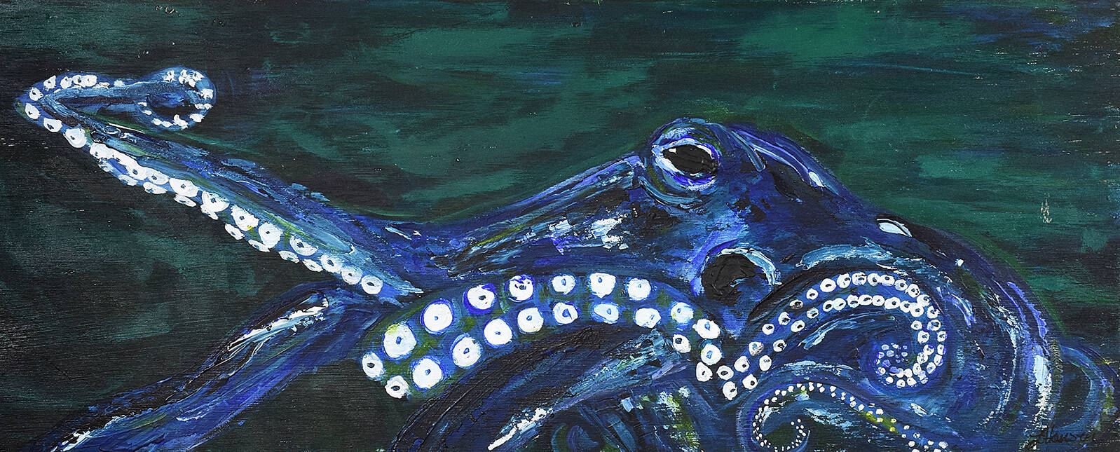 Blue Octopus by Tracy Hansen on display at Grace Ridge Brewing