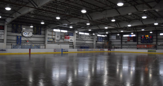 The Kevin Bell Arena ice rink in the process of becoming frozen on Sept. 27, 2022, in Homer, Alaska. (Photo by Charlie Menke/ Homer News)