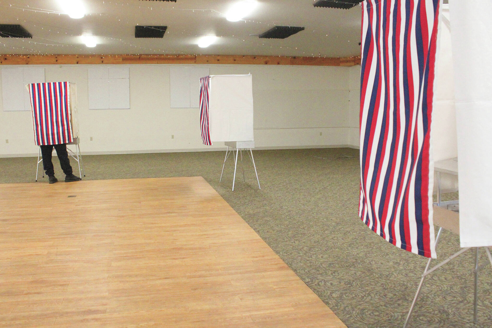A resident casts their vote in the regular municipal election Tuesday, Oct. 6, 2020, at the Kenai Peninsula Fairgrounds in Ninilchik, Alaska. (Photo by Megan Pacer/Homer News file)