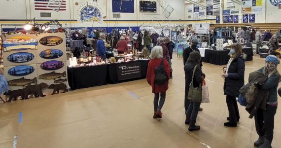 People shop at the 2021 Nutcracker Faire booths on Dec. 4, 2021, in the Alice Witte Gymnasium at Homer High School. (Photo provided)