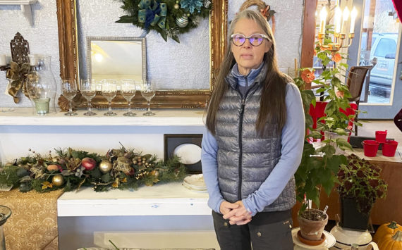Martine Cyriacks Sorensen poses in her store, Faux Ever Green, on Monday, Dec. 5, 2022, on East End Road in Homer, Alaska. (Photo by Emilie Springer/Homer News)