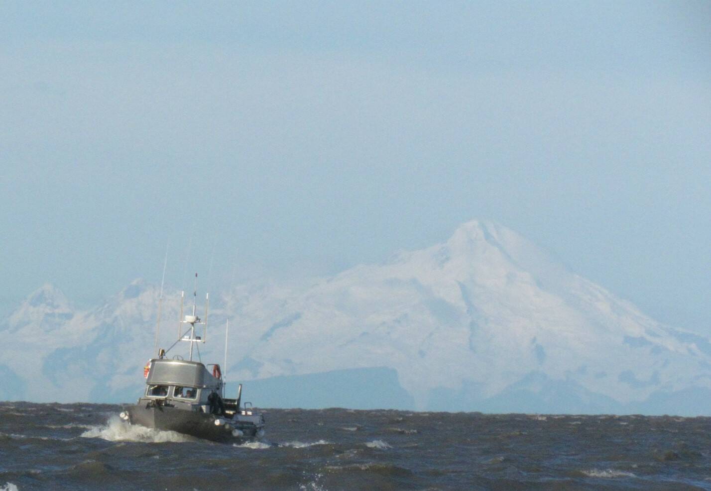 A commercial drift boat running in Cook Inlet on an unknown date. Courtesty of Upper Cook Inlet Drift Association (UCIDA).